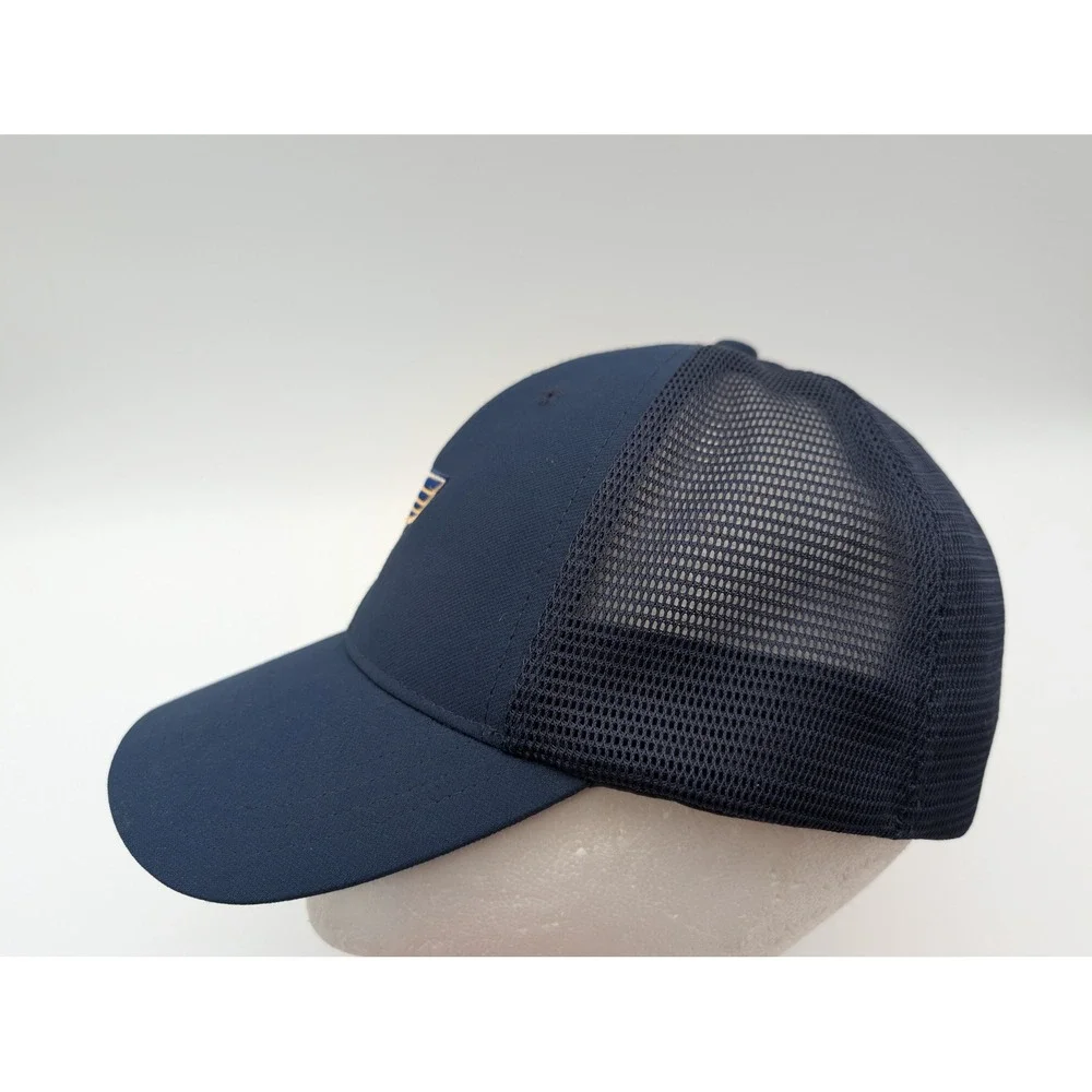 Nike St Louis Blues NHL Trucker Hat Navy Blue Mesh Flexfit Hat Size M/L